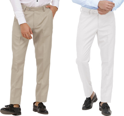 Kavita Fasion Regular Fit Men Brown, White Trousers