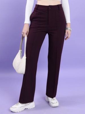 Tokyo Talkies Regular Fit Women Maroon Trousers