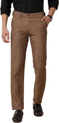 Linen Club Slim Fit Men Brown Trousers