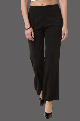 fithub Regular Fit Women Black Trousers