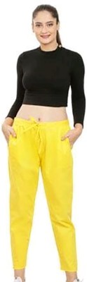 Outerwear Regular Fit Women Yellow Trousers