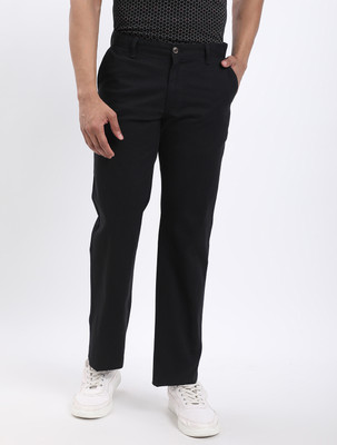 INDIAN TERRAIN Regular Fit Men Black Trousers