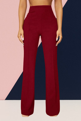 AKOTTY Comfort Fit, Regular Fit Women Maroon Trousers
