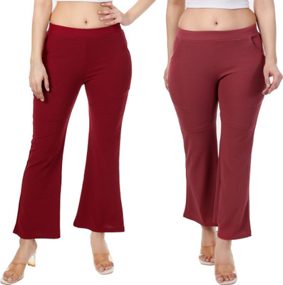 adibaba Regular Fit Women Maroon, Pink Trousers