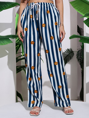 Ravaiyaa - Attitude Is Everything Regular Fit Women Blue, White Trousers