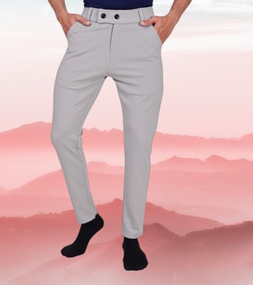 chirag enterprises Regular Fit Men Silver Trousers