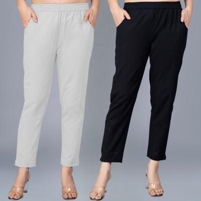 HouseOfCommon Regular Fit Women Grey, Black Trousers