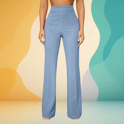Anitafashion Loose Fit Women Light Blue Trousers