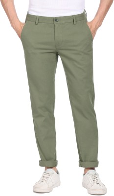 Arrow Sport Slim Fit Men Green Trousers