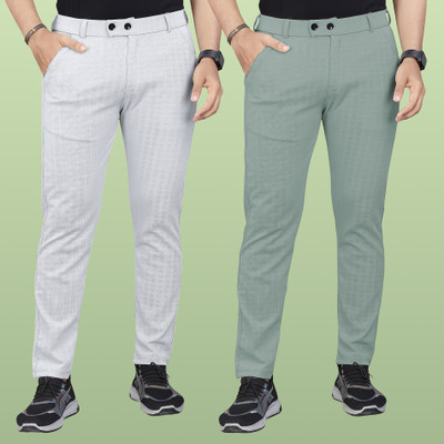 GIBBONTE Regular Fit Men Grey, White Trousers