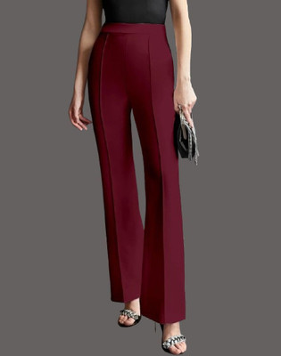 HouseOfCommon Regular Fit Women Maroon Trousers