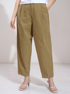 Tokyo Talkies Straight Fit Women Khaki Trousers