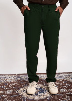 COTLUB Comfort Fit Men Green Trousers