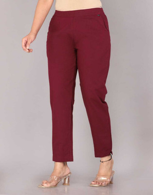 Avigat Regular Fit Women Maroon Trousers
