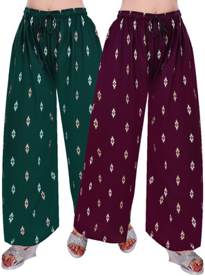 JUNAID COLLECTION Relaxed Women Green, Purple Trousers