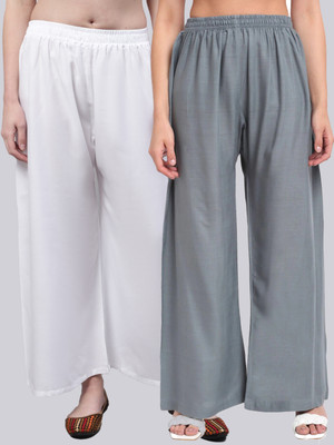 VALLES365 by S.c. Flared Women White, Grey Trousers