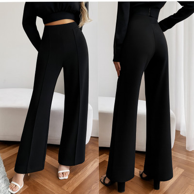 Urban weave Regular Fit Women Black Trousers