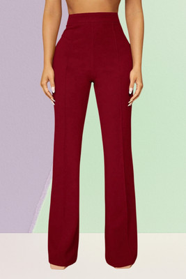 SKD TRENDZ Comfort Fit, Regular Fit Women Maroon Trousers