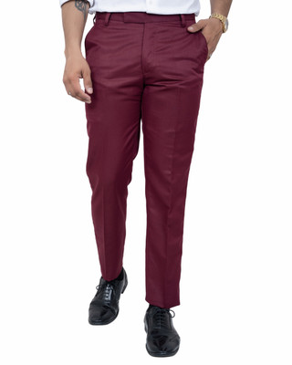 ALJAAMI Regular Fit Men Maroon Trousers