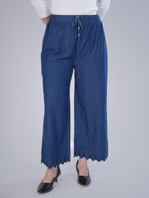 MM-21 Fashion Slim Fit Women Dark Blue Trousers