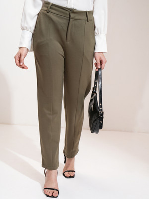Tokyo Talkies Tapered Women Green Trousers