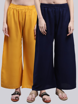 VALLES365 by S.c. Flared Women Yellow, Dark Blue Trousers