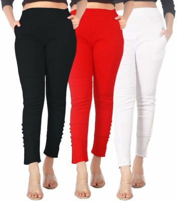 ZUVAIRIYA STORE Regular Fit Women Black, White, Red Trousers