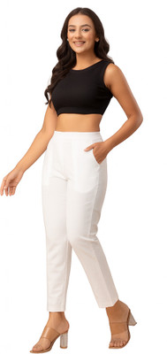 Fariza Regular Fit Women White Trousers