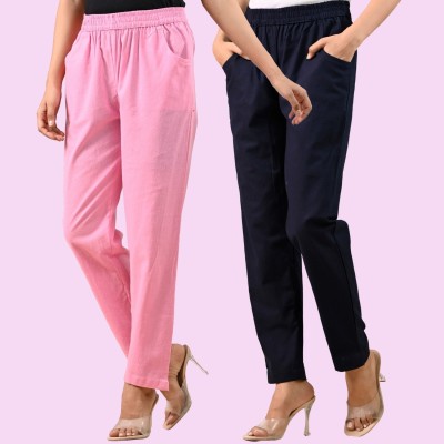 SAAV Regular Fit Women Pink, Dark Blue Trousers