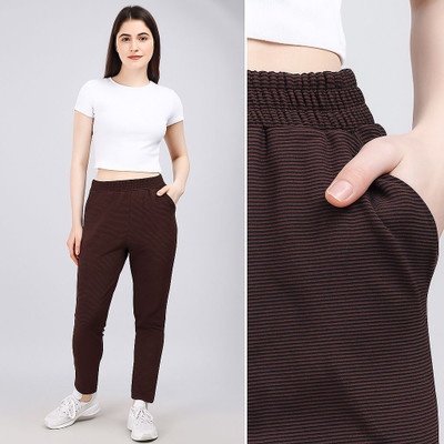 FEBVIBE Regular Fit Women Brown Trousers