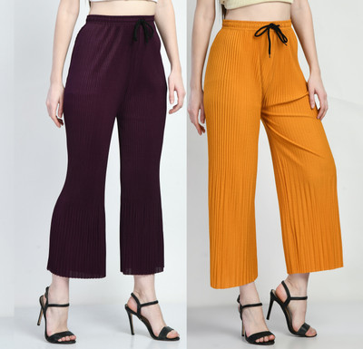 GLADLY Regular Fit Women Brown, Yellow Trousers