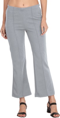 CLOTHINK India Flared Women Grey Trousers