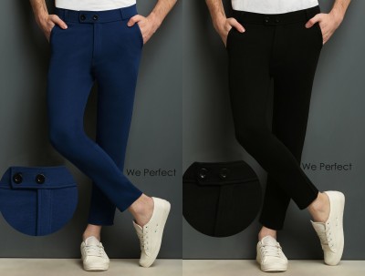 We Perfect Slim Fit Men Blue, Black Trousers