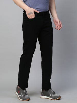 GENIPS Slim Fit Men Black Trousers