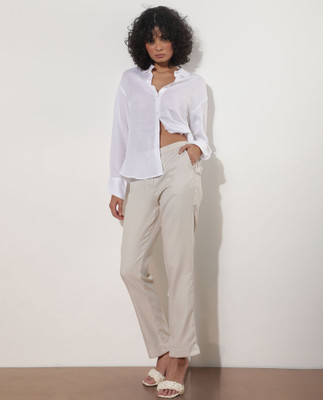 RAREISM Slim Fit Women Beige Trousers