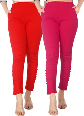 DKD Slim Fit Women Red, Pink Trousers