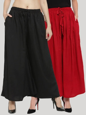 kanjilal Loose Fit Women Red, Black Trousers