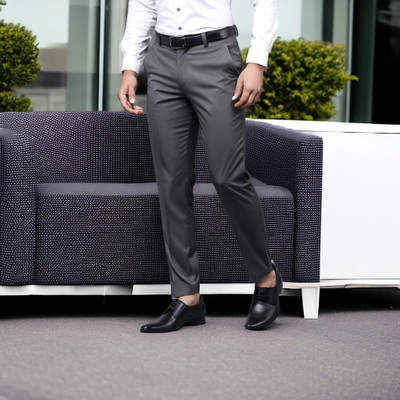 FUKUSO Regular Fit Men Grey Trousers