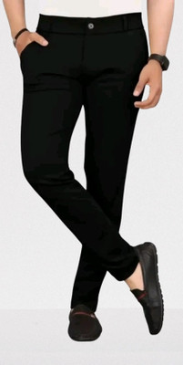 CIVIRASTYLE Slim Fit Men Black Trousers
