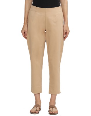 BIBA Regular Fit Women Beige Trousers