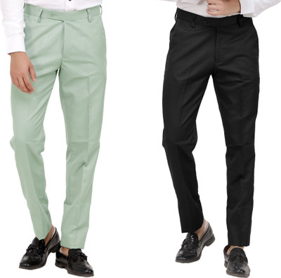 LAHSUAK Regular Fit Men Light Green, Black Trousers