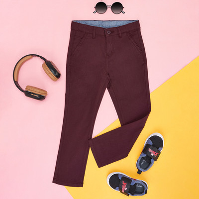Pantaloons Junior Regular Fit Boys Maroon Trousers