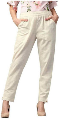 NeeloKurtis Slim Fit Women Beige Trousers