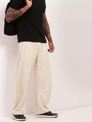 SHOWOFFFF Straight Fit Men Cream Trousers