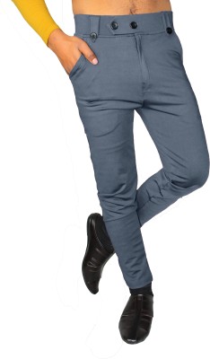 SK Clasy Slim Fit Men Silver Trousers