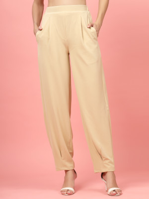 PLUSS Regular Fit Women Beige Trousers