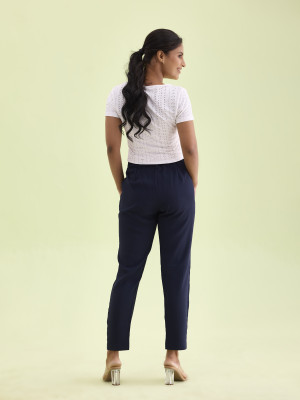 GO COLORS Tapered Women Blue Trousers