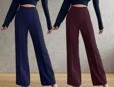 Kintu Parantu Regular Fit Women Blue, Maroon Trousers