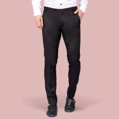 FUKUSO Regular Fit Men Black Trousers
