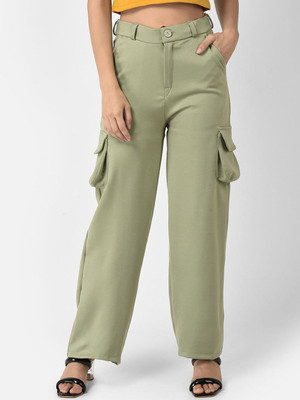 CHEMISTRY Loose Fit Women Light Green Trousers